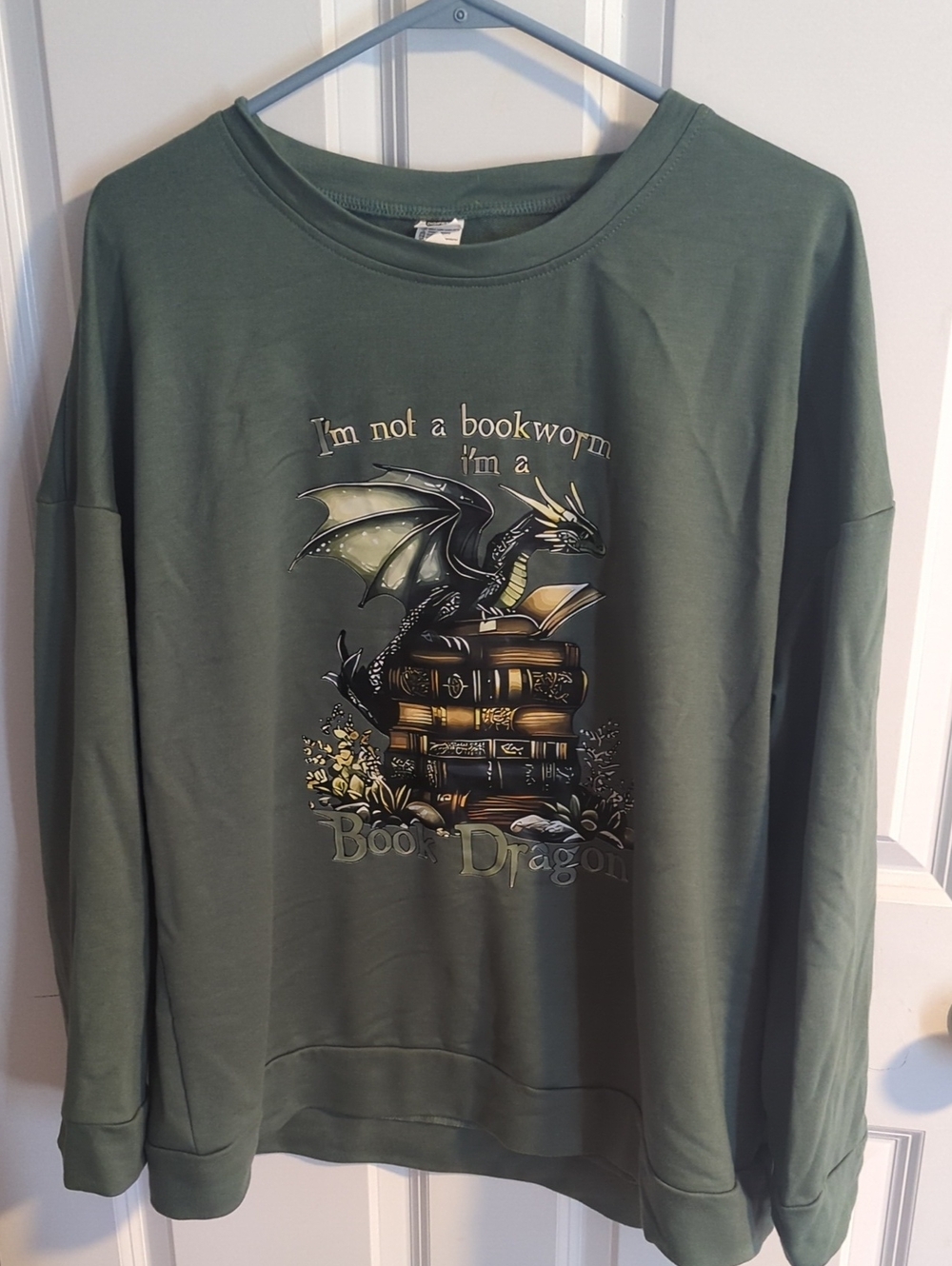 Book Dragon Graphic Sweatshirt - Green A4
